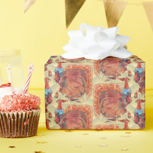 Papier Cadeau Dindon dans la paille (Fête d'anniversaire)