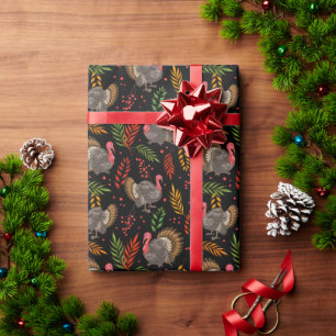 Papier Cadeau Dindon dans le motif de forêt