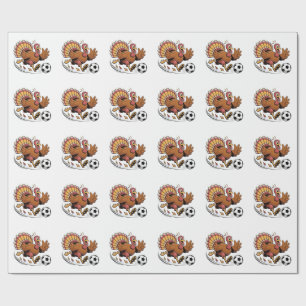 Papier Cadeau Dindon jouant au football de la fête de Thanksgivi