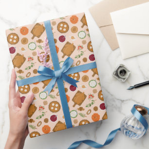 Papier Cadeau Dîner Thanksgiving Motif rose