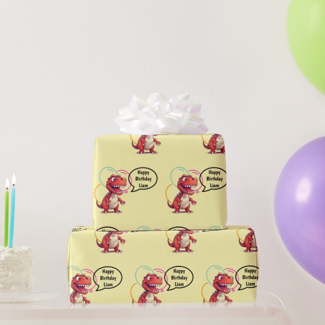 Papier Cadeau Dino Roar on Cream Cadeau (Cadeaux de fête)