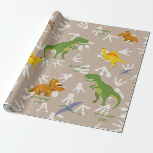 Papier Cadeau Dinosaur Anniversaire, Anniversaire Enfant, Texte 