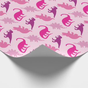 Papier Cadeau Dinosaur Baby shower Dino Rose Girl