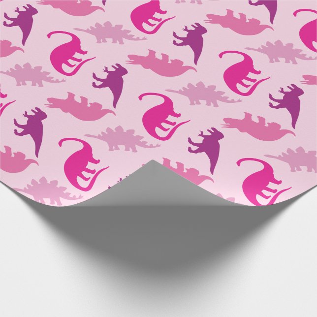 Papier Cadeau Dinosaur Baby shower Dino Rose Girl (Coin)