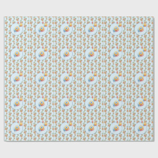 Papier Cadeau Dinosaur dino fête anniversaire de enfant bleu drô