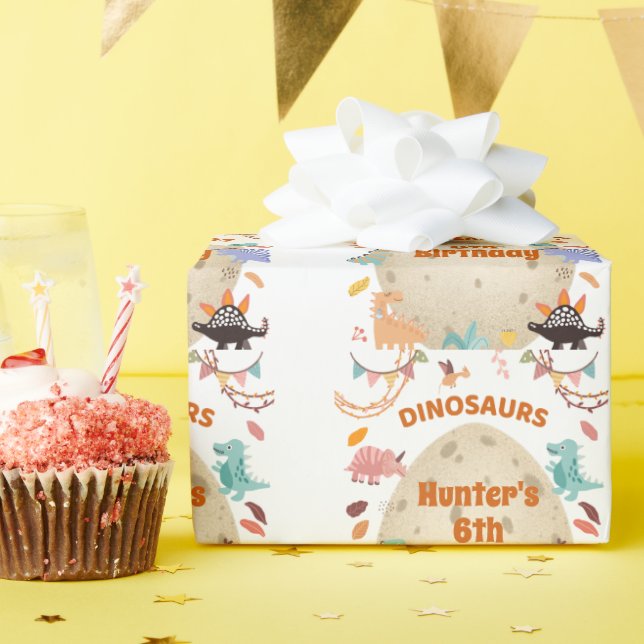 Papier Cadeau Dinosaur fête d'anniversaire avec l'oeuf géant Din (Fête d'anniversaire)