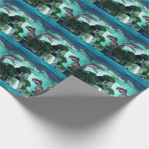 Papier Cadeau Dinosaur Island Joyeuse fête d'anniversaire