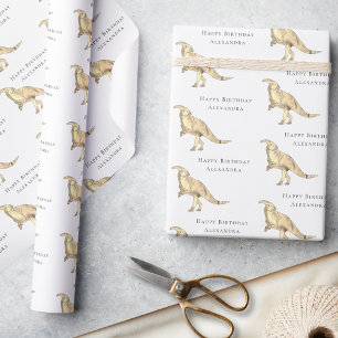 Papier Cadeau Dinosaur Joyeux Anniversaire Personnalisé