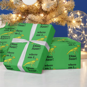 Papier Cadeau Dinosaur Où suis-je Drôle 