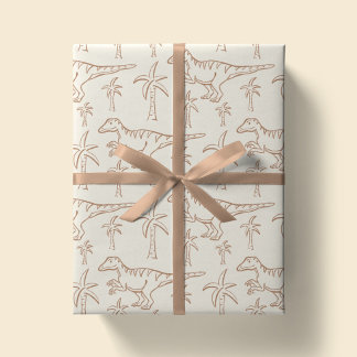 Papier Cadeau Dinosaur Pattern Modern Boy Dino Jungle Beige