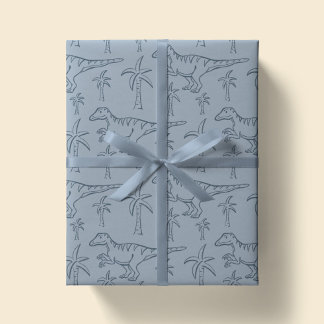 Papier Cadeau Dinosaur Pattern Modern Boy Dino Jungle Sage Green