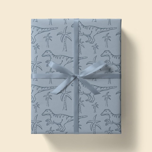 Papier Cadeau Dinosaur Pattern Modern Boy Dino Jungle Sage Green (Créateur téléchargé)