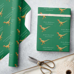 Papier Cadeau Dinosaur Personnalisé Joyeux Anniversaire