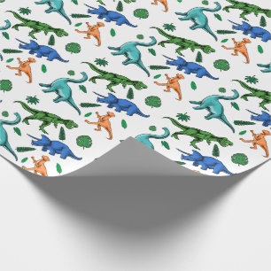 Papier Cadeau Dinosaure Anniversaire de enfant Dino Jurassique p