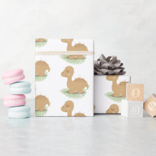 Papier Cadeau Dinosaure Bébé Sur La Feuille