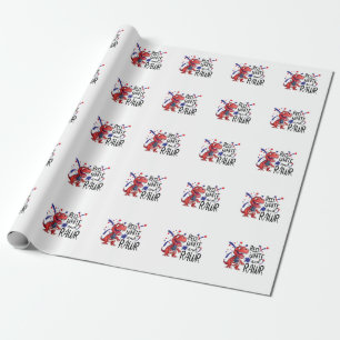 Papier Cadeau Dinosaure blanc rouge occidental