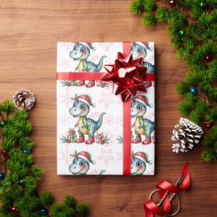 Papier Cadeau Dinosaure Bleu de Noël et Garçon Cadeaux Baby Show