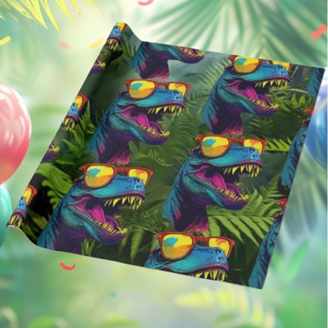 Papier Cadeau Dinosaure Blue Jungle T Rex Jurassique Cool (Celebrate a roaring good time with a Dinosaur Birthday Party! )