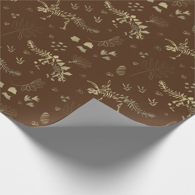 Papier cadeau Dinosaure Brun Fouille de Fossiles e (Coin)