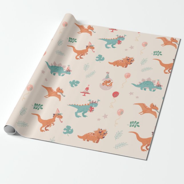 Papier Cadeau Dinosaure d'anniversaire ! (Déroulé)