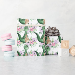 Papier Cadeau Dinosaure dans les fleurs garçons filles soirée à 
