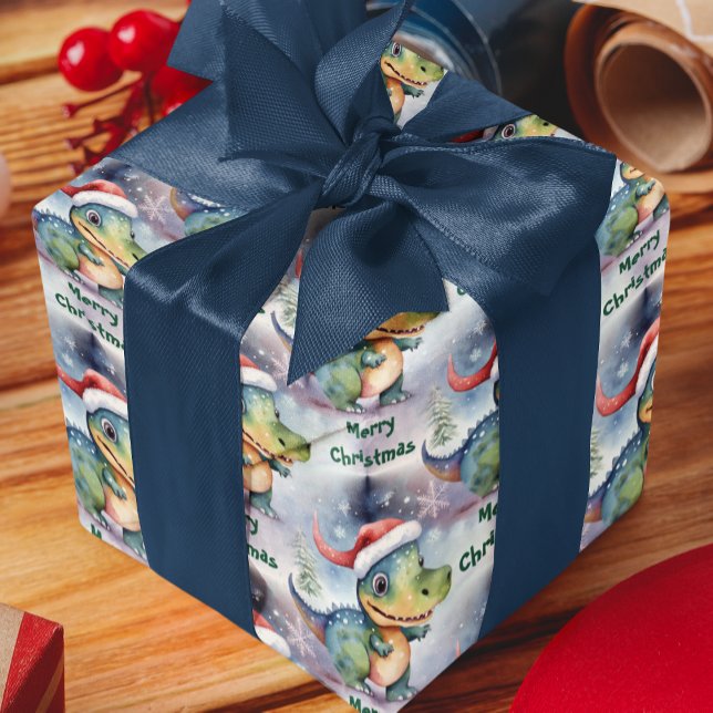 Papier Cadeau Dinosaure de Noël mignon (Créateur téléchargé)