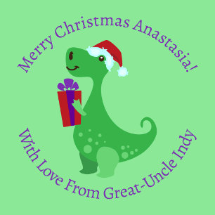 Papier Cadeau Dinosaure De Noël Personnalisé Avec Cadeau