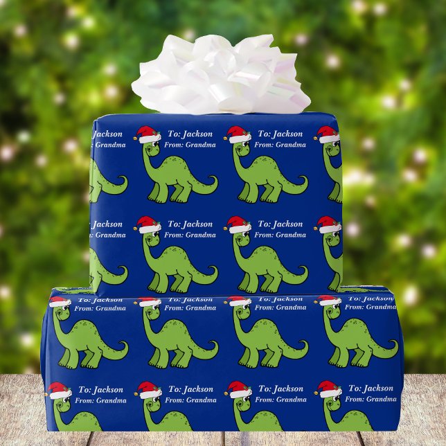 Papier Cadeau Dinosaure de Noël pour les enfants mignons Personn (Créateur téléchargé)
