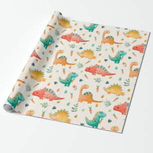 Papier Cadeau Dinosaure de printemps