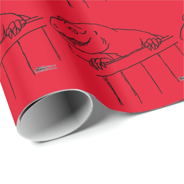 Papier Cadeau Dinosaure de quartier convivial (Coin rond)