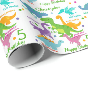Papier Cadeau Dinosaure Et Noms Anniversaires de enfants