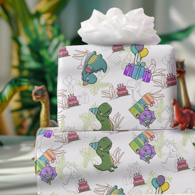 Papier Cadeau Dinosaure fête d'anniversaire de Dino-Mite (Créateur téléchargé)