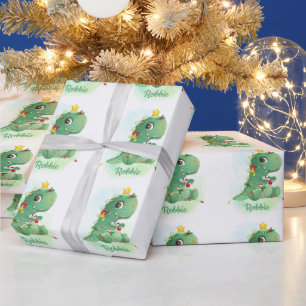 Papier Cadeau Dinosaure & lumières de Noël Baby Boy Noël