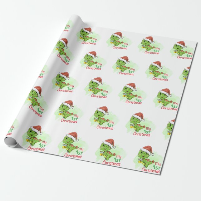 Papier Cadeau dinosaure mon 1er noël (Déroulé)