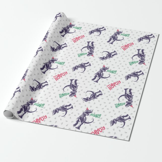 Papier Cadeau Dinosaure rose violet Joyeux anniversaire (Déroulé)