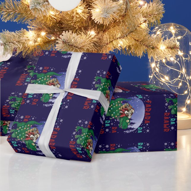 Papier Cadeau Dinosaure Santa Claus (Vacances)