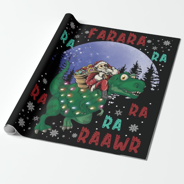 Papier Cadeau Dinosaure Santa Claus (Déroulé)