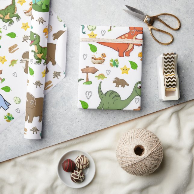 Papier Cadeau Dinosaures Fossiles Os Nature  (Artisanat)