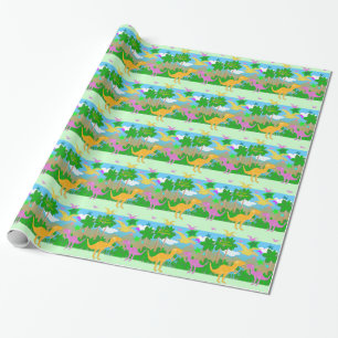 Papier Cadeau Dinosaures mignons de jungle