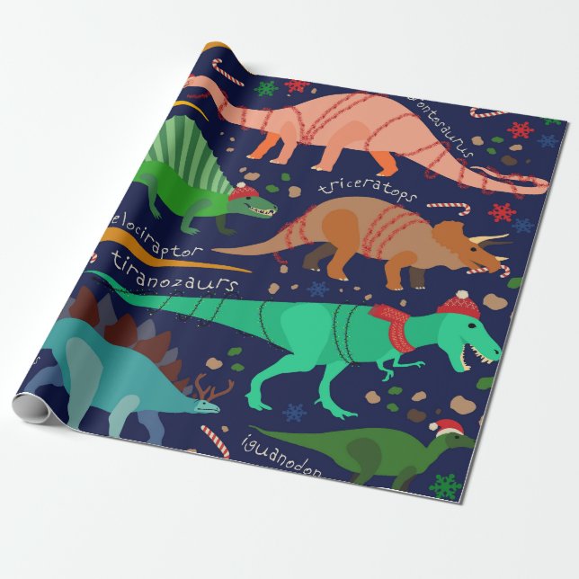 PAPIER CADEAU DINOSAURS REPOUSSÉS POUR NOËL (Déroulé)