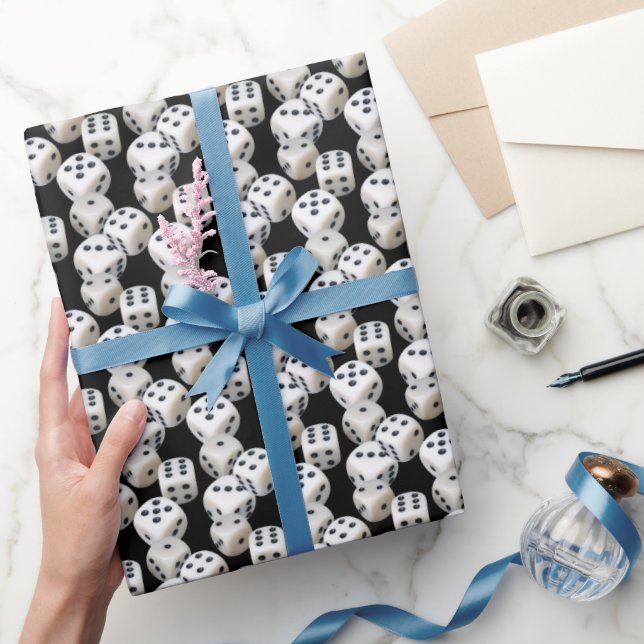 Papier Cadeau Dinus blanc sur noir (Cadeaux)