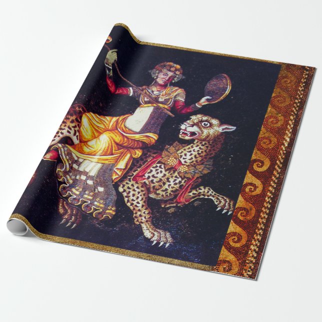 Papier Cadeau DIONYSOS AVEC LA SPEAR ÉQUITATION LEOPARD Grecque  (Déroulé)