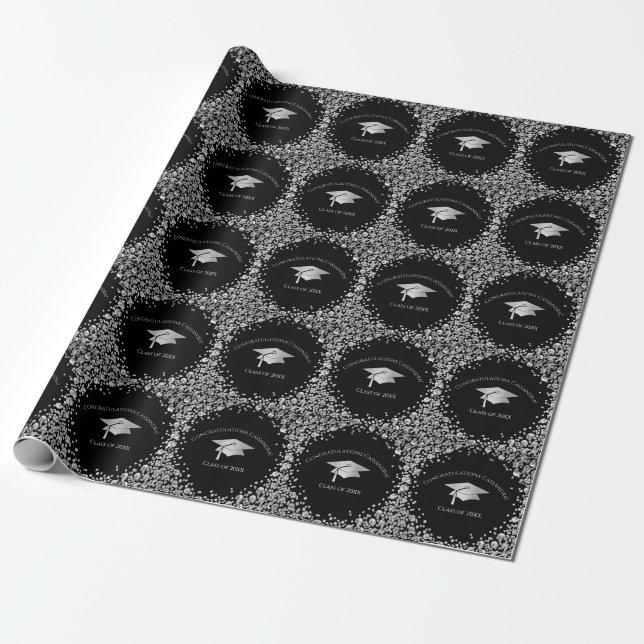 Papier Cadeau Diplômation Noir et Argent (Déroulé)