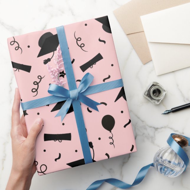 Papier Cadeau Diplôme Black Pink Blush Lancer de Casquette (Cadeaux)