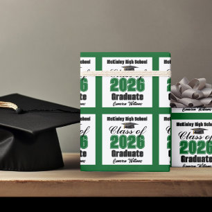 Papier Cadeau Diplômé de la promotion verte 2026 personnalisée