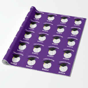 Papier Cadeau Diplômé de Volleyball Sport Violet