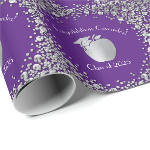 Papier Cadeau Diplôme d'enseignement Purple Silver