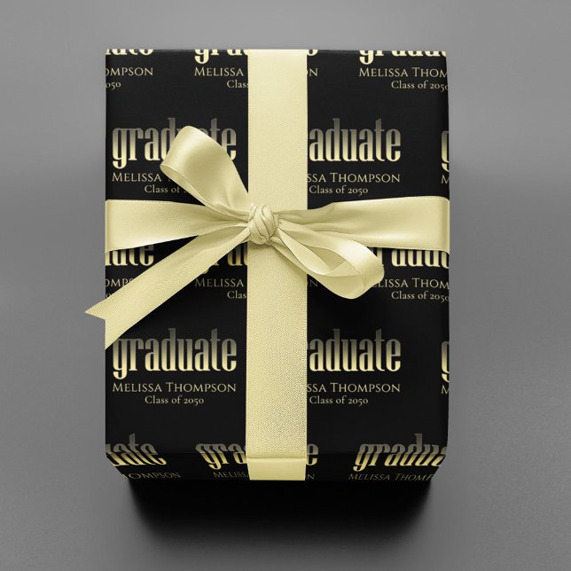 Papier Cadeau Diplômé Gold Moderne Graduation sur mesure (Créateur téléchargé)