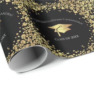 Papier Cadeau Diplômé Noir et Or