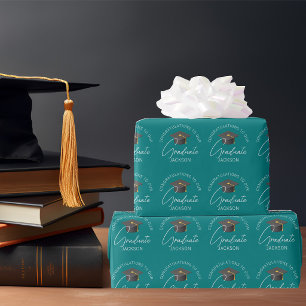 Papier Cadeau Diplômé sarcelle chic personnalisé pour la remise 